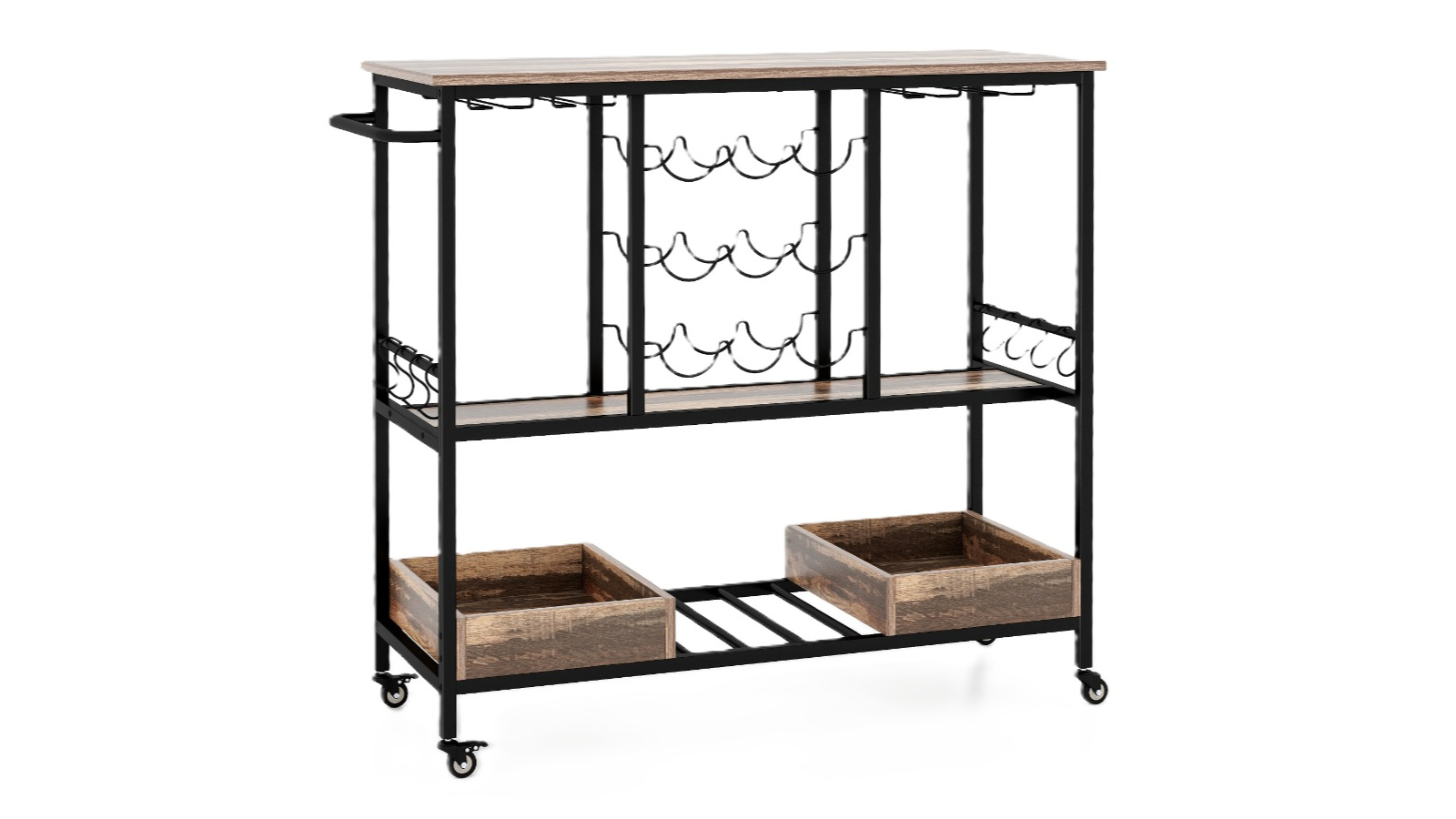 Costway 3-Tier Mobile Bar Cart/Wine Rack