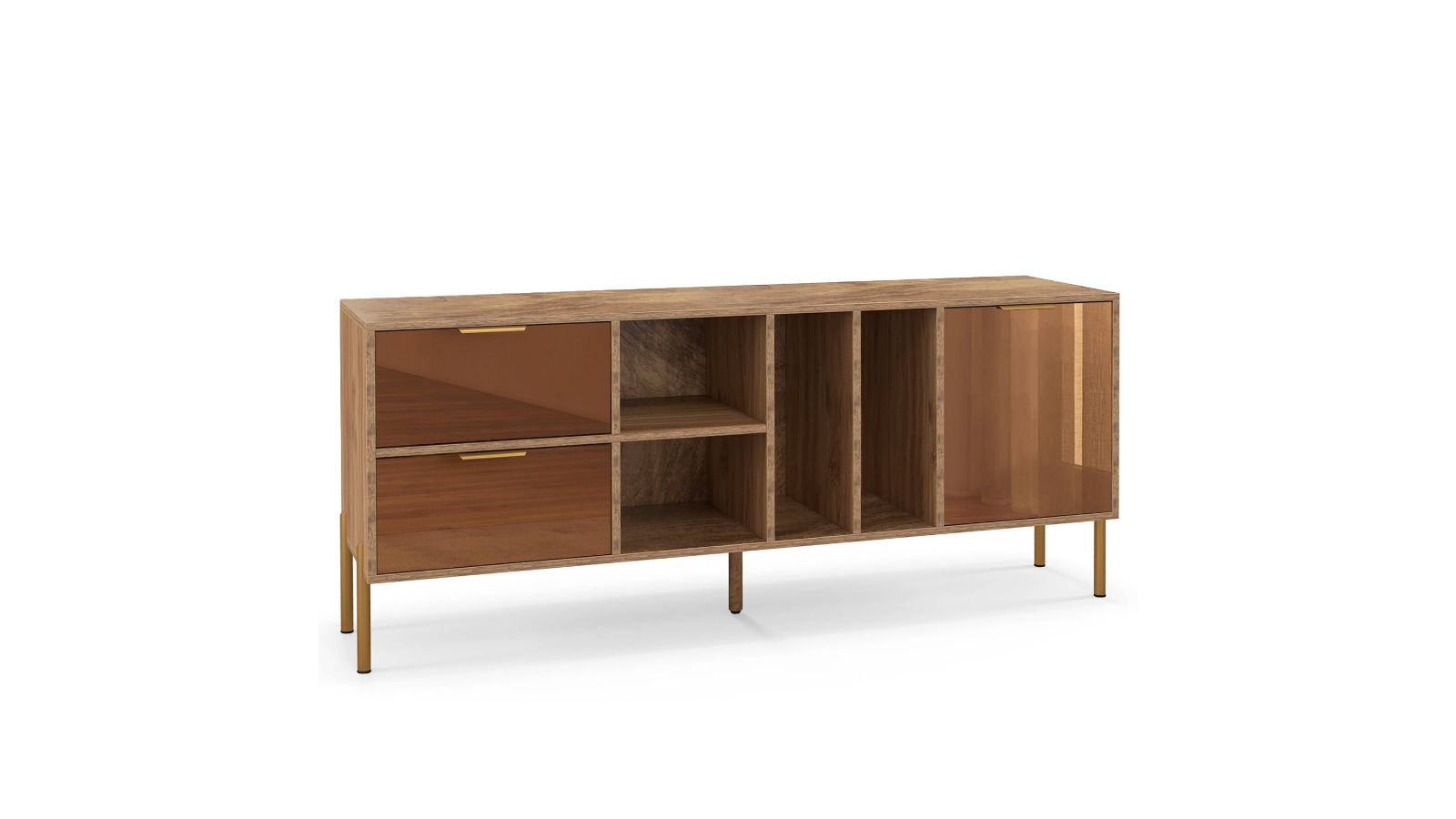 Costway Rustic Sideboard and Console Table Mirrored Buffet Cabinet - Natural