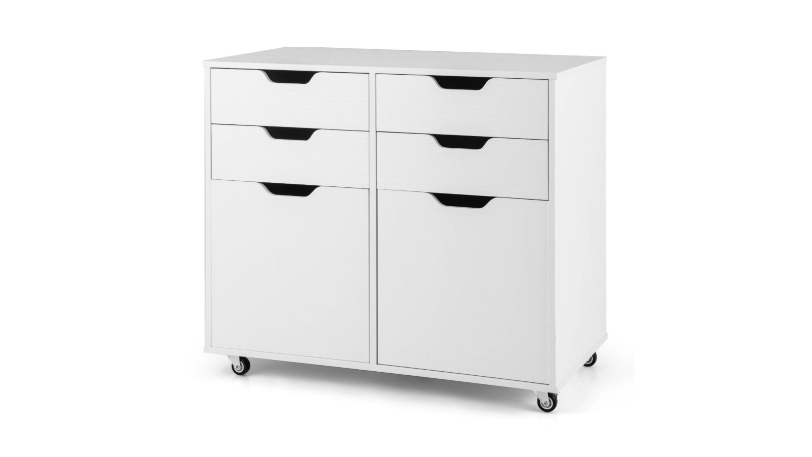 Costway 4-Drawer Mobile Filing Cabinet with 2-Door and Printer Stand
