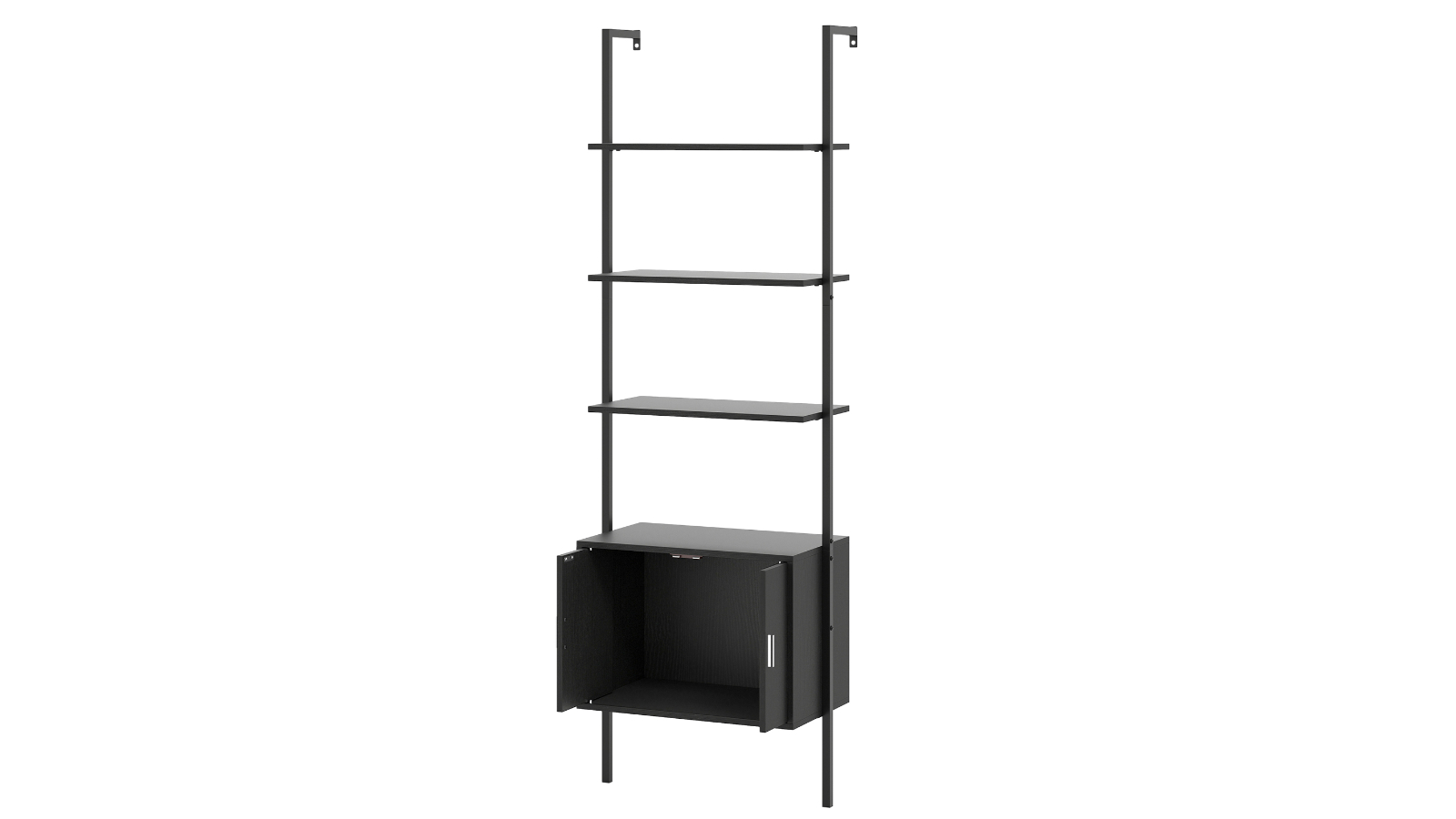 Costway 5-Tier Wall-Mount Ladder Bookshelf with Cabinet and Metal Frame - Black