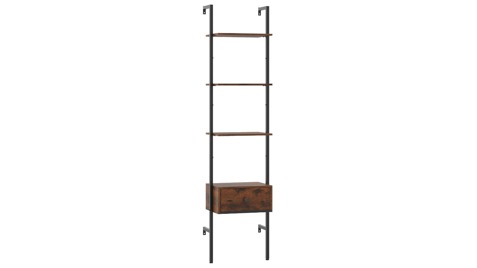 Costway 5-Tier Wall-Mount Ladder Bookshelf with Drawer