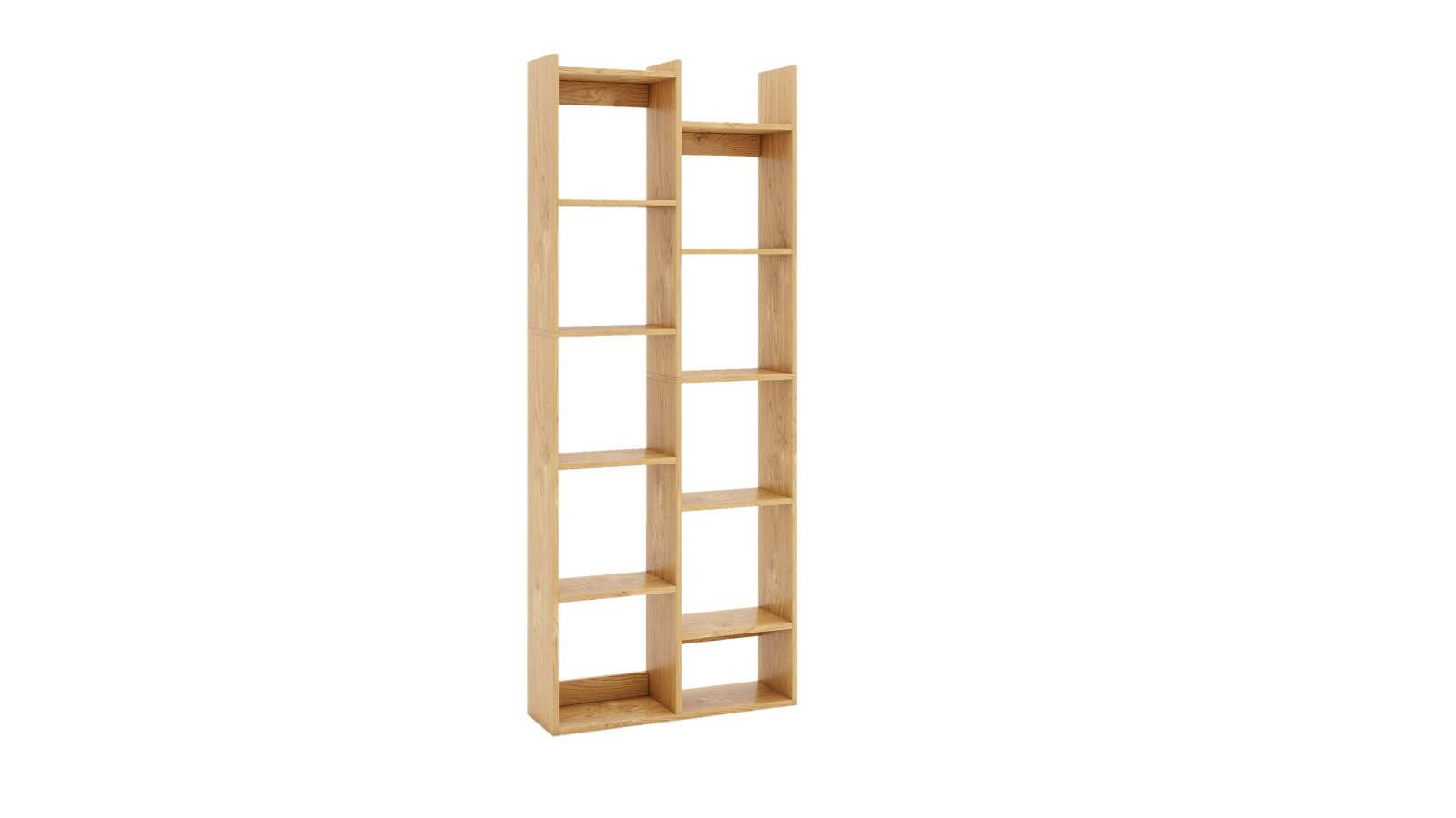 Costway 12-Tier Tree-Shaped Bookcase with Anti-Tipping Kit - Natural