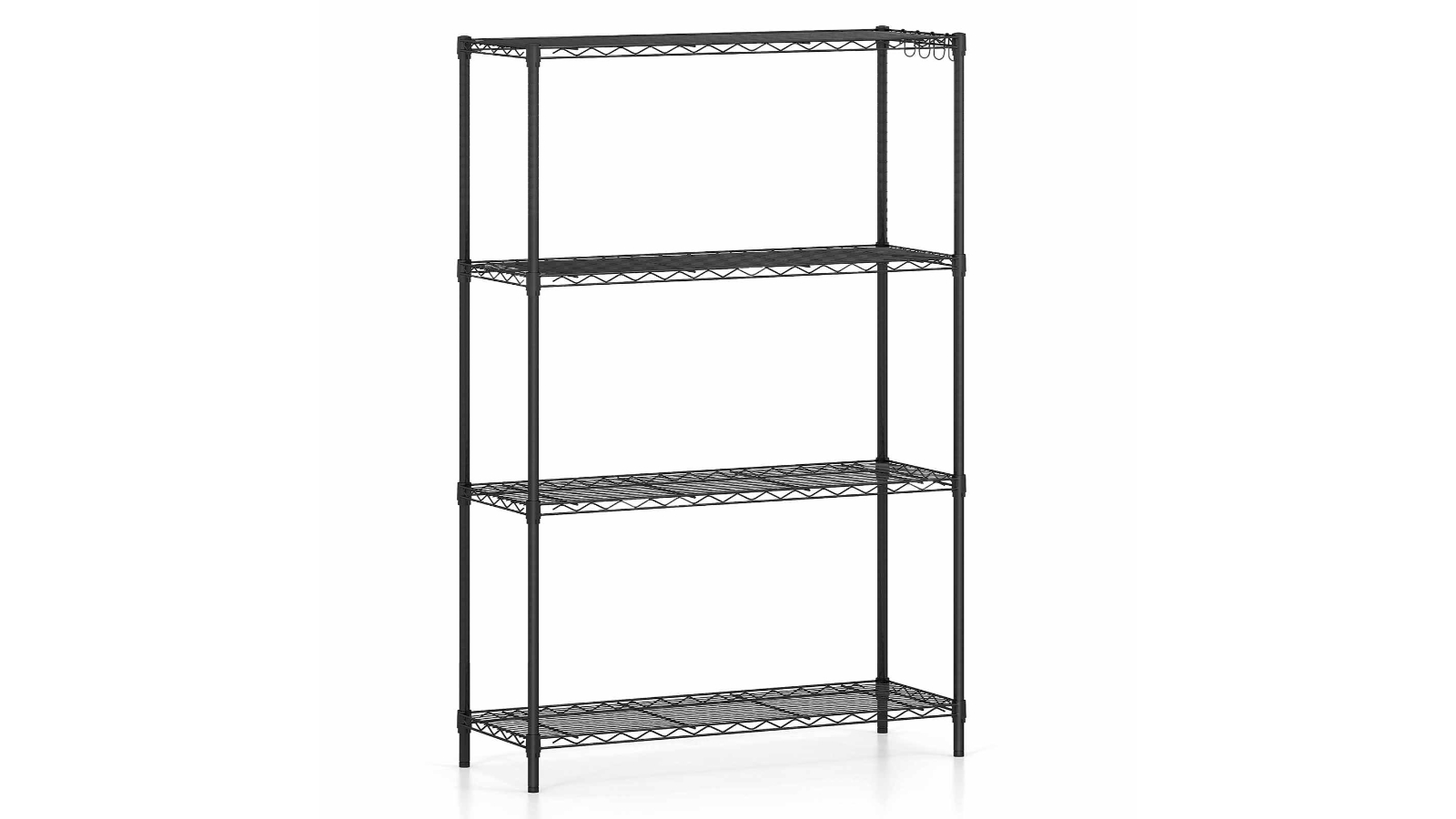 Costway 4-Tier Unit Adjustable Storage Shelves with 4-Hooks and Leveling Feet