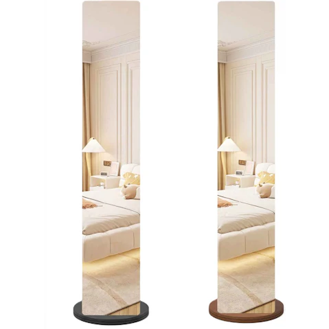 Costway 3-in-1 Solid Wood Swivel Full-Length Mirror with Hooks Storage