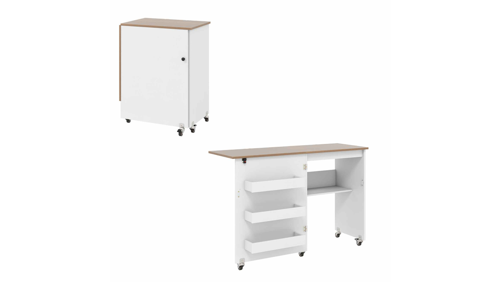 Costway Folding Sewing Table Mobile Craft Cart Storage Cabinet Casters
