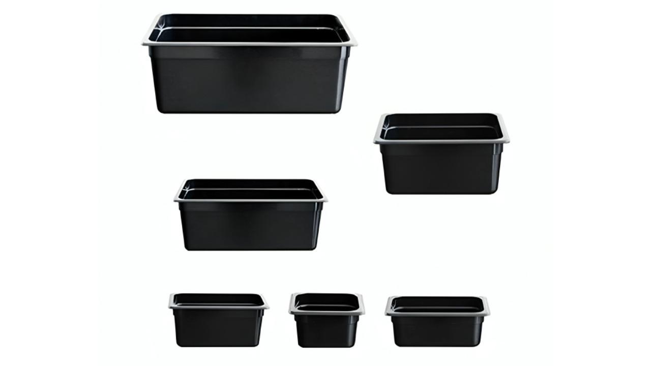 Food Tek JW-P164B Commercial Black Poly 1/6 x 10cm Gastronorm Pan