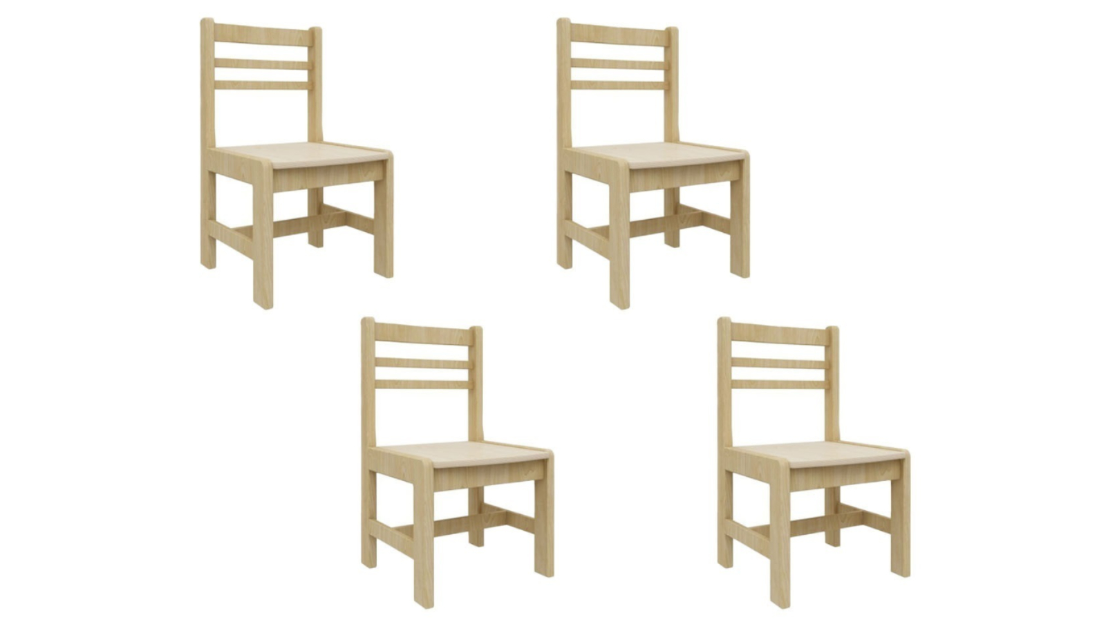 Jooyes Pack of 4 Birch Toddler Chair - 28cm