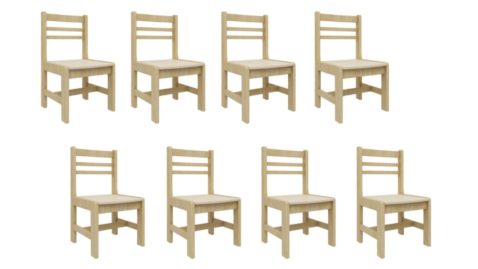 Jooyes Pack of 8 Birch Toddler Chair - 28cm