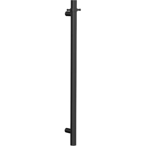 Linsol Allegra 12V Round Bar Vertical Heated Towel Rail with T Bar - Matte Black