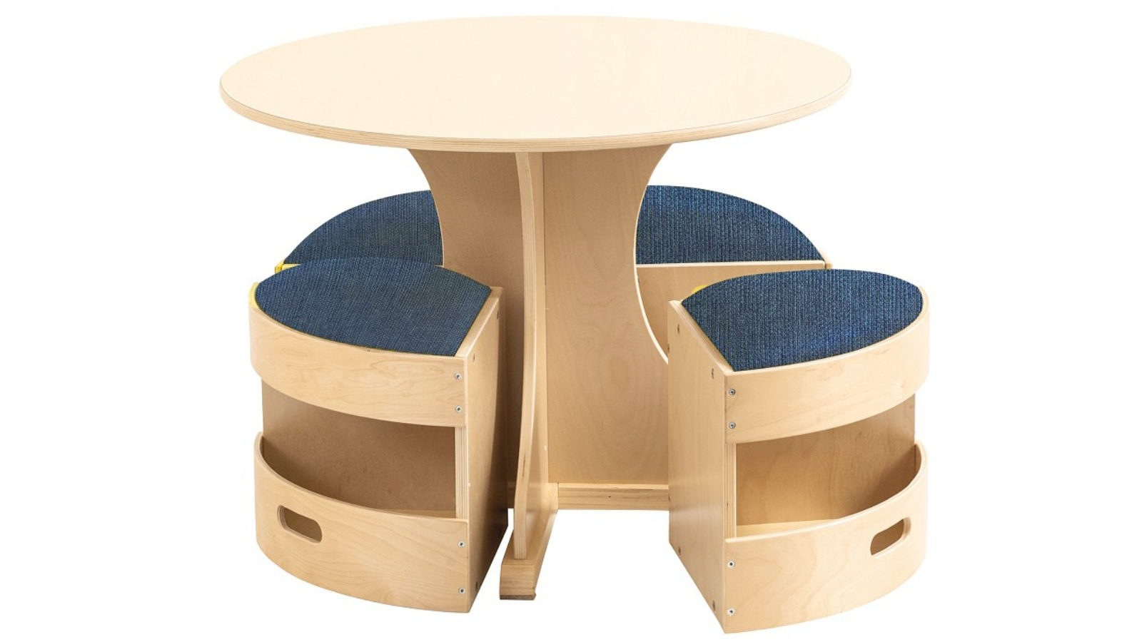 Jooyes Round Wooden Table with Storage Stool - Set of 5