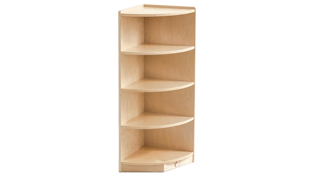 Jooyes Kids 4 Tier Corner Shelf Bookshelf Storage Wooden Display Rack Stand