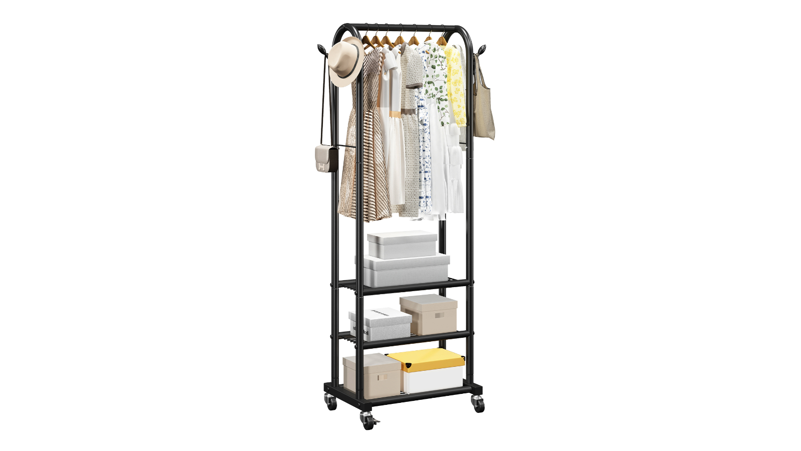 Vevor Rolling Cloth Rack with 3-Storage and Hook