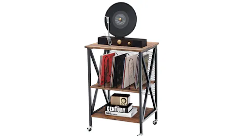 Costway 3-Tier Mobile Turntable Stand with 3 Divider and Lockable Wheel ...