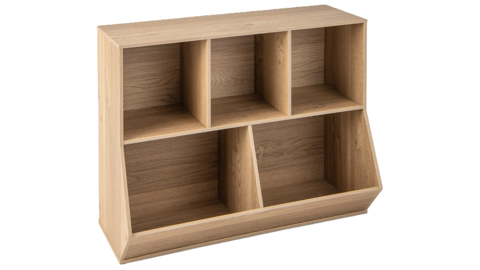 Costway Wooden Toy Box with 5-Cube Storage - Natural