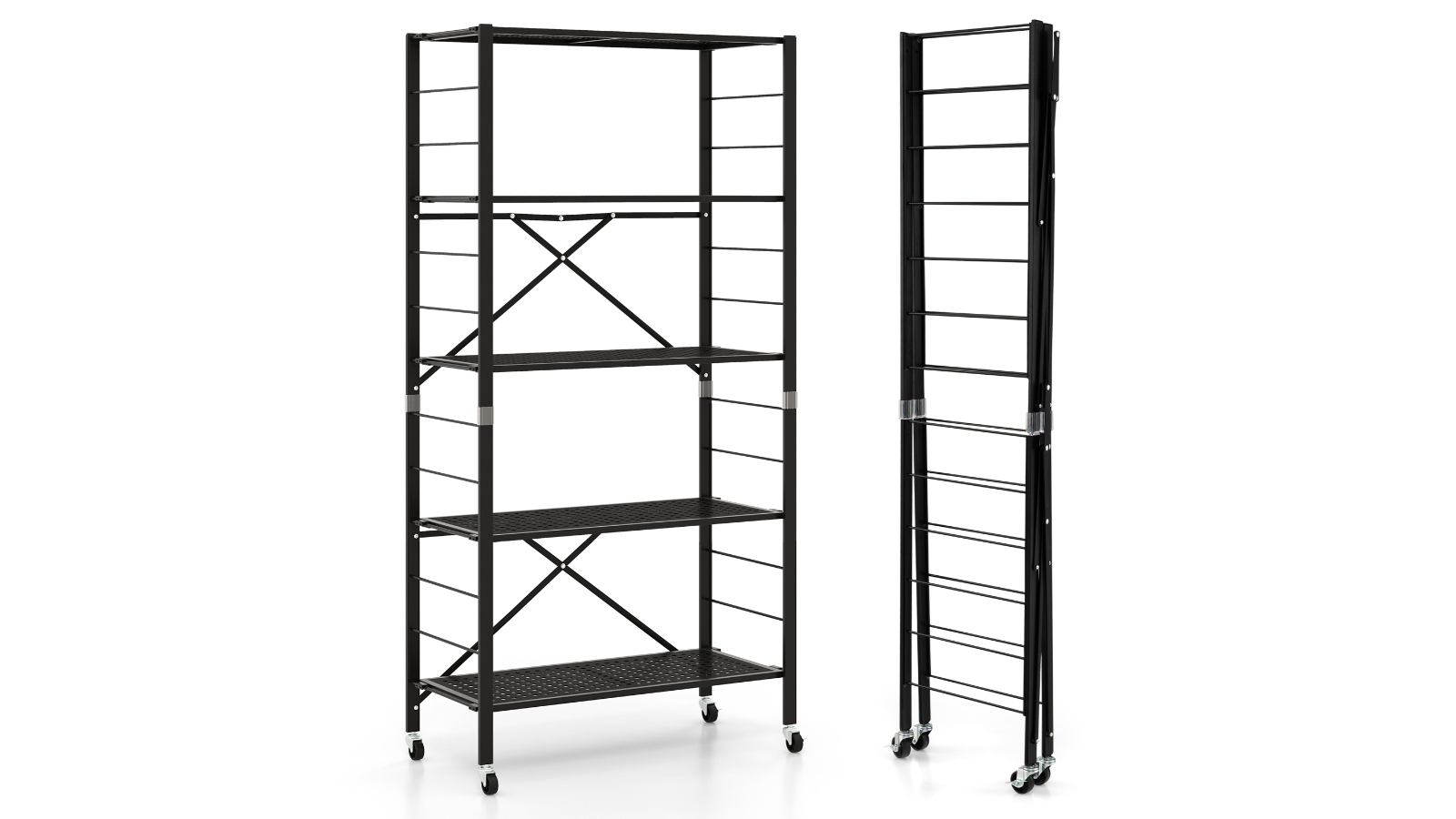Costway 1.53metre Folding Storage Shelf 5-Tier Display Rack - Black