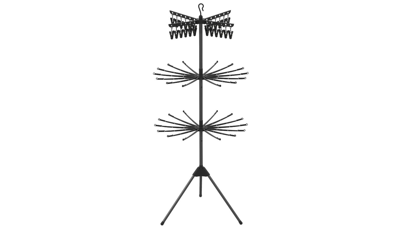 Costway 3-Tier Folding Clothes Drying Rack with Clips and Rod - Black