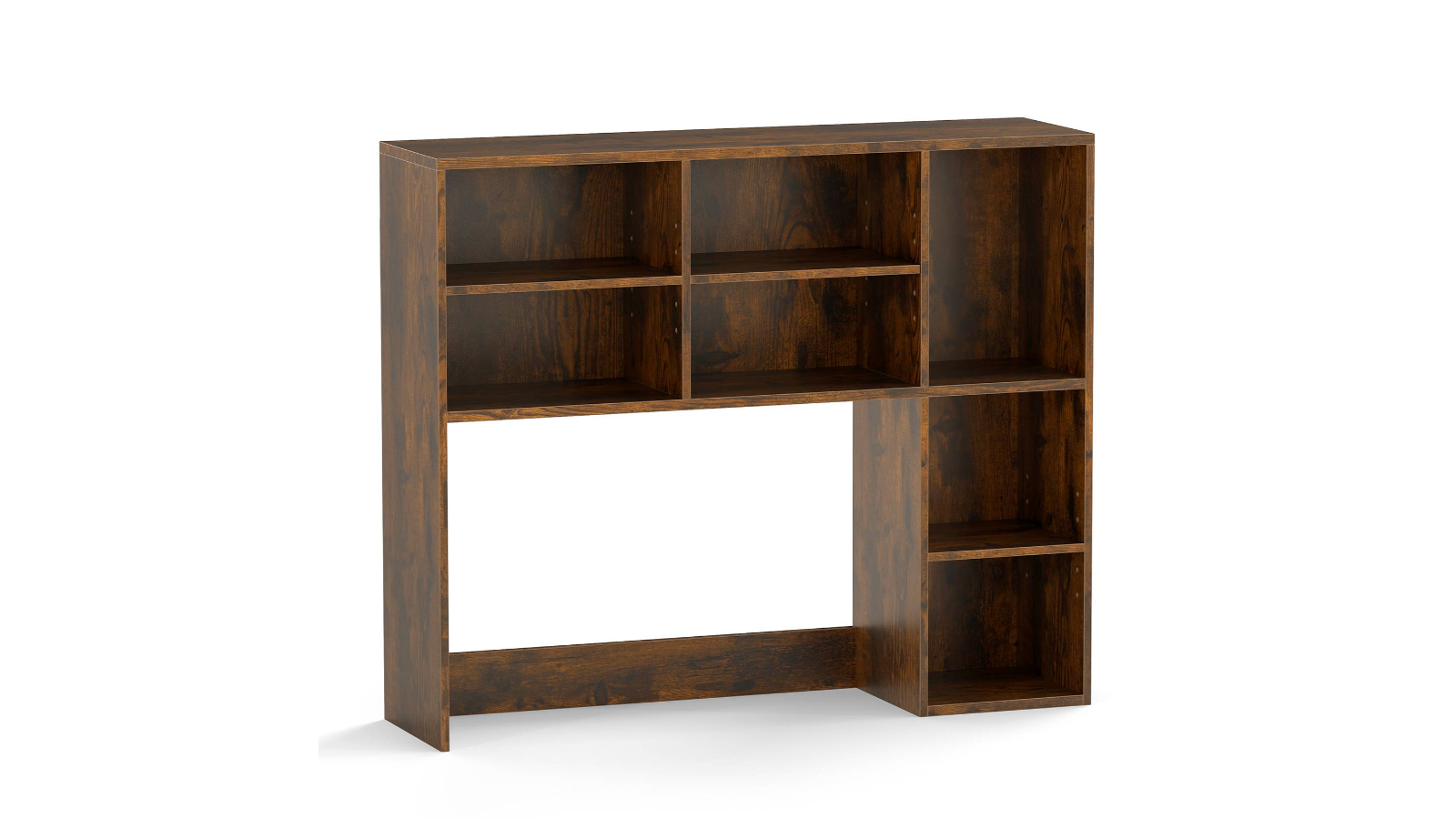 Costway Desktop Bookshelf Hutch with Adjustable Shelves for 27inch Monitor - Brown