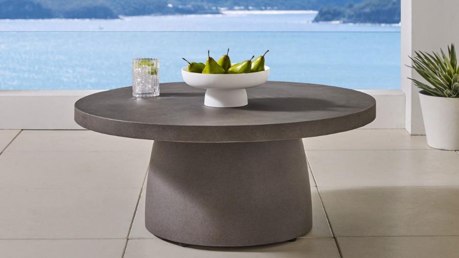 Evia Outdoor Round Coffee Table - Charcoal