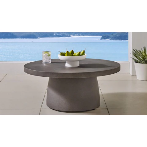 Evia Outdoor Round Coffee Table - Charcoal