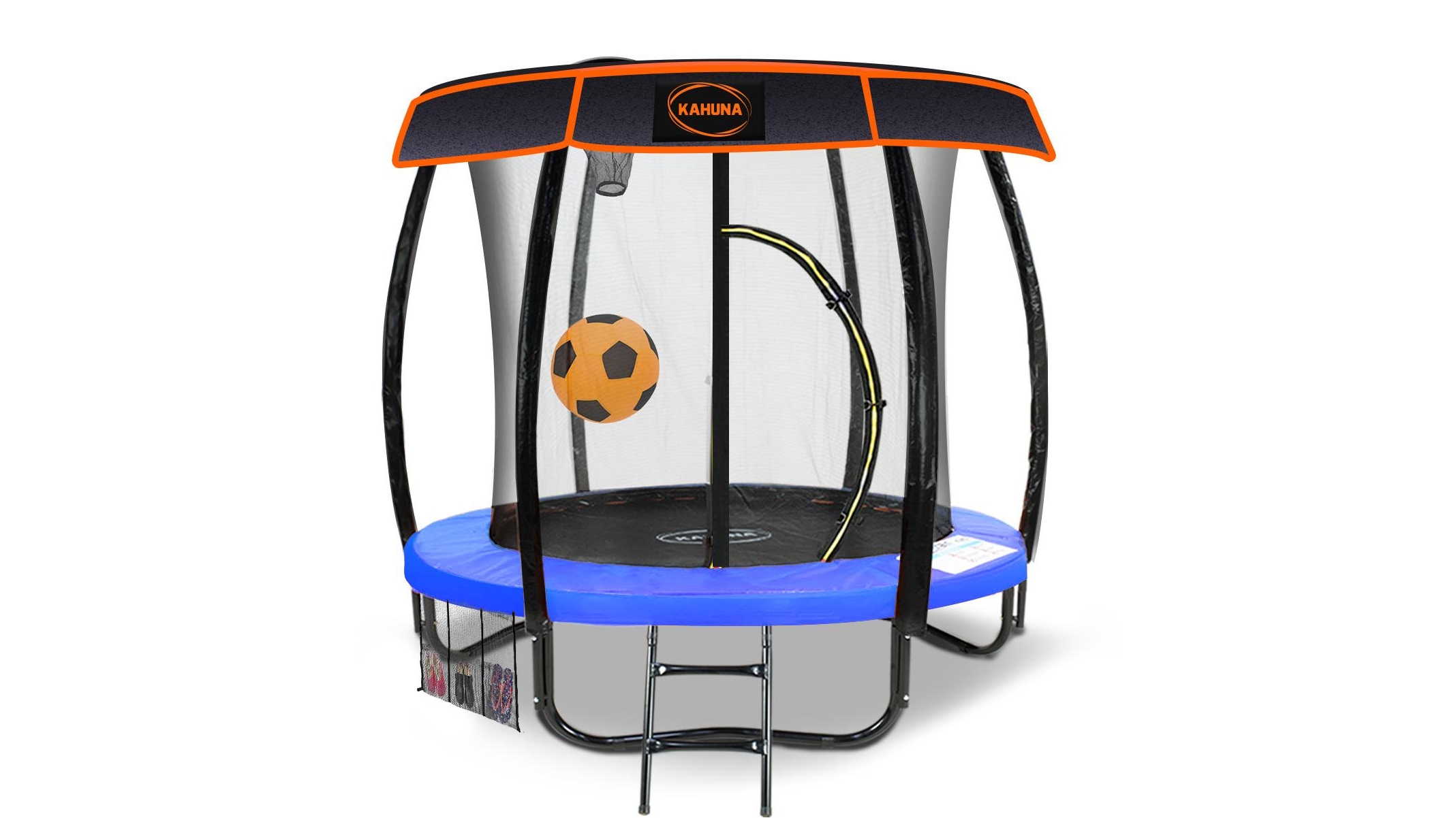 Kahuna 6-ft Trampoline with Roof and Basketball Set - Blue