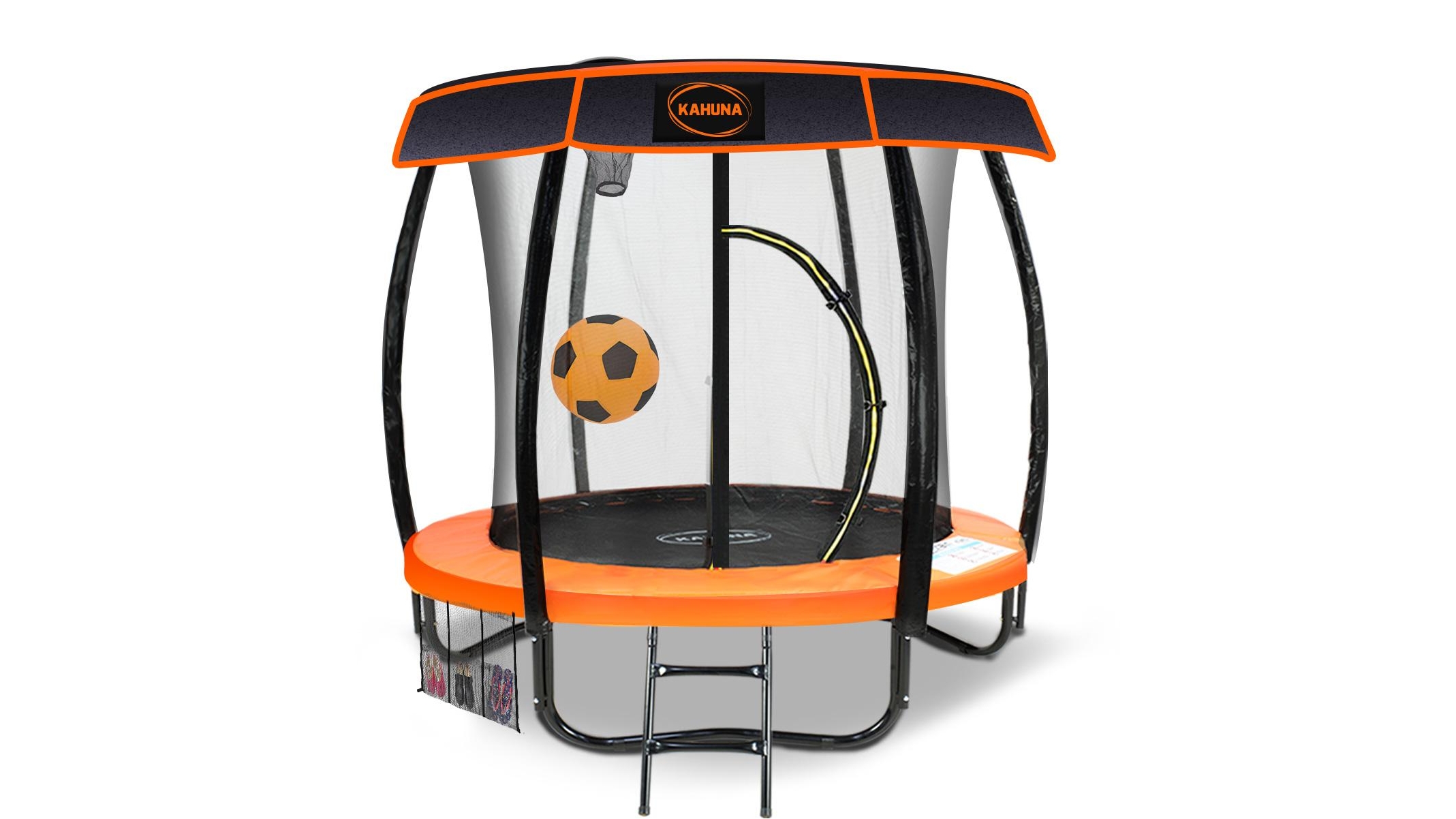 Kahuna 6-ft Trampoline with Roof and Basketball Set - Orange