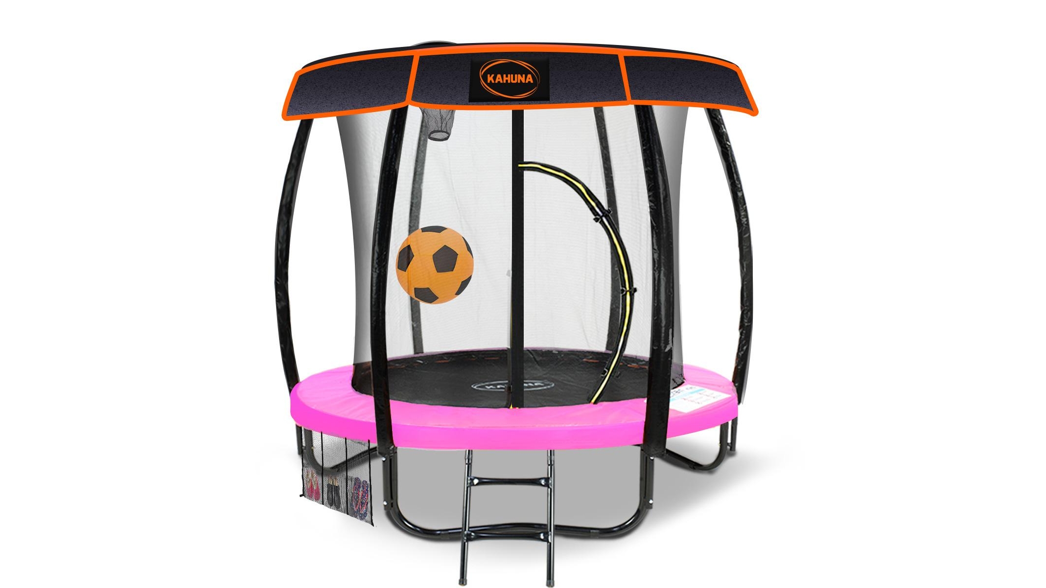 Kahuna 6-ft Trampoline with Roof and Basketball Set - Pink