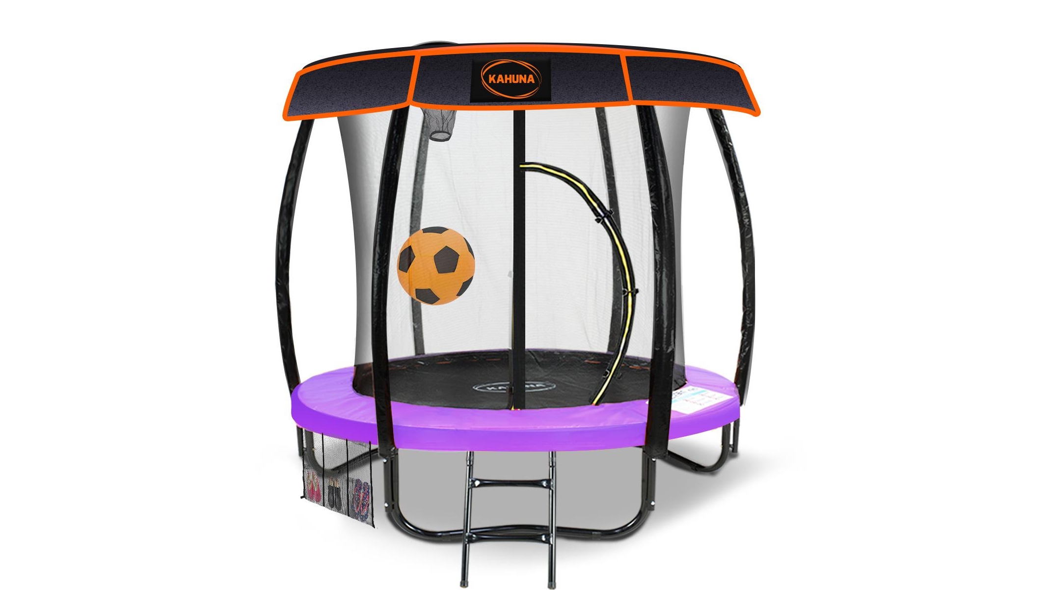 Kahuna 6-ft Trampoline with Roof and Basketball Set - Purple
