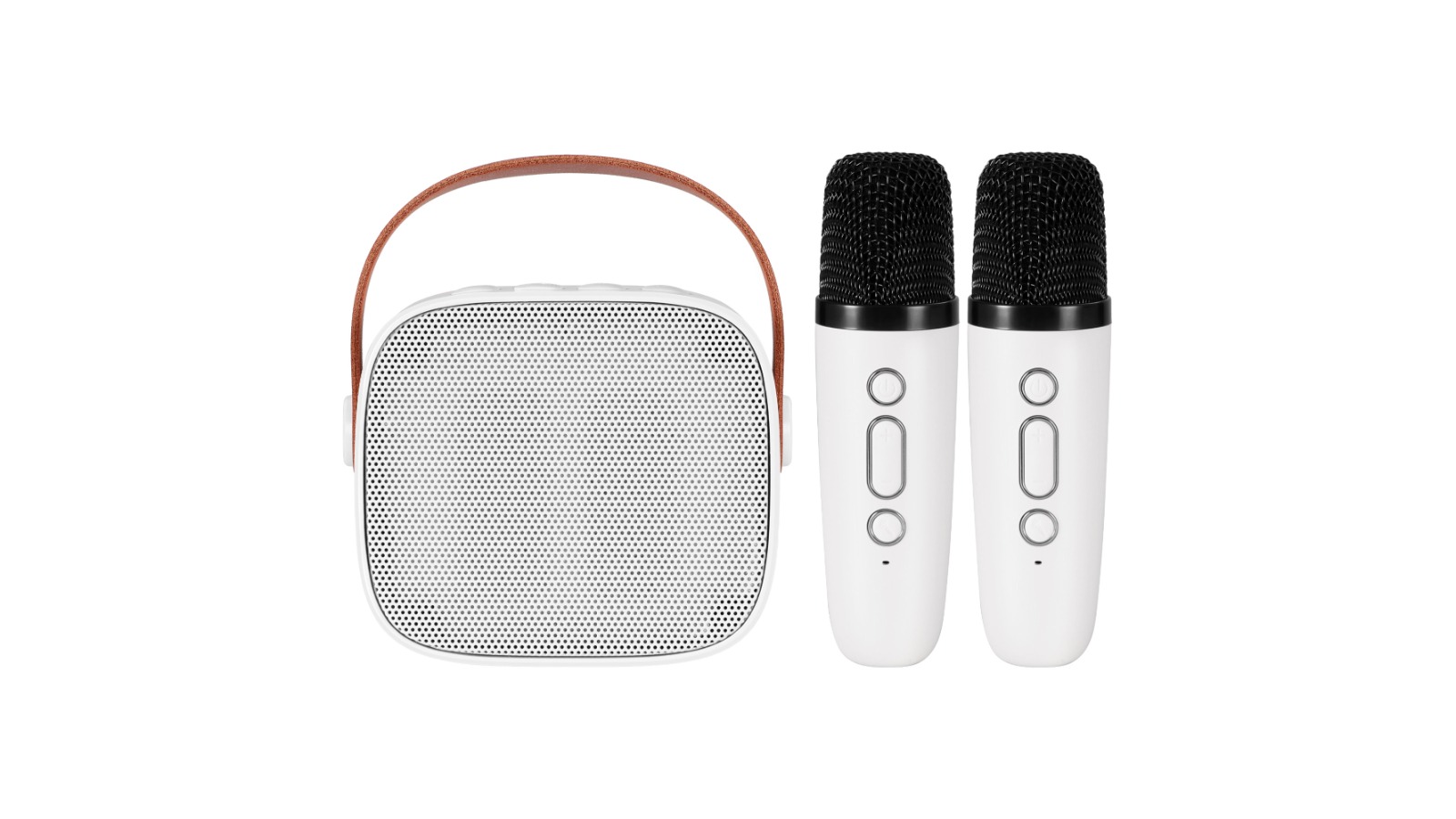 Alpha Mini Portable Karaoke Machine with 2-Wireless Microphone - White