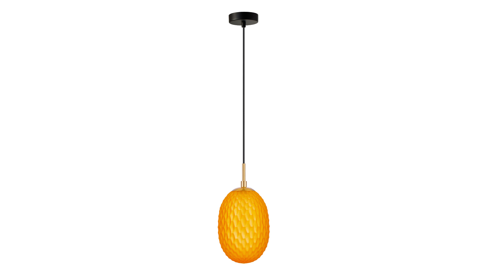 Orange Kathal Ellipse Glass Segmented with Brass Highlight Enclosed Pendant Light - 15cm
