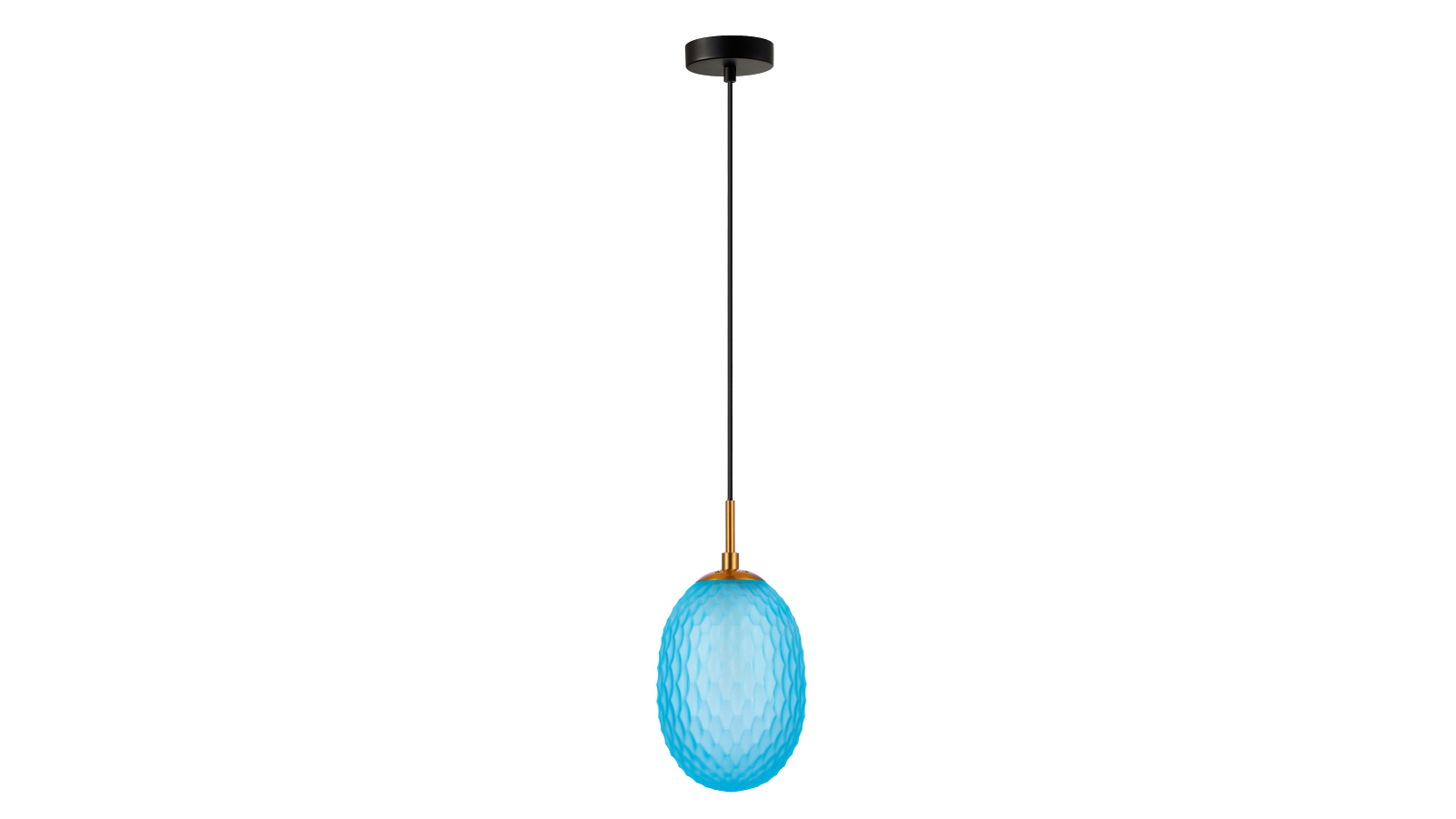 Kathal 15cm Ellipse Glass Segmented with Brass Highlight Enclosed Pendant Light - Blue