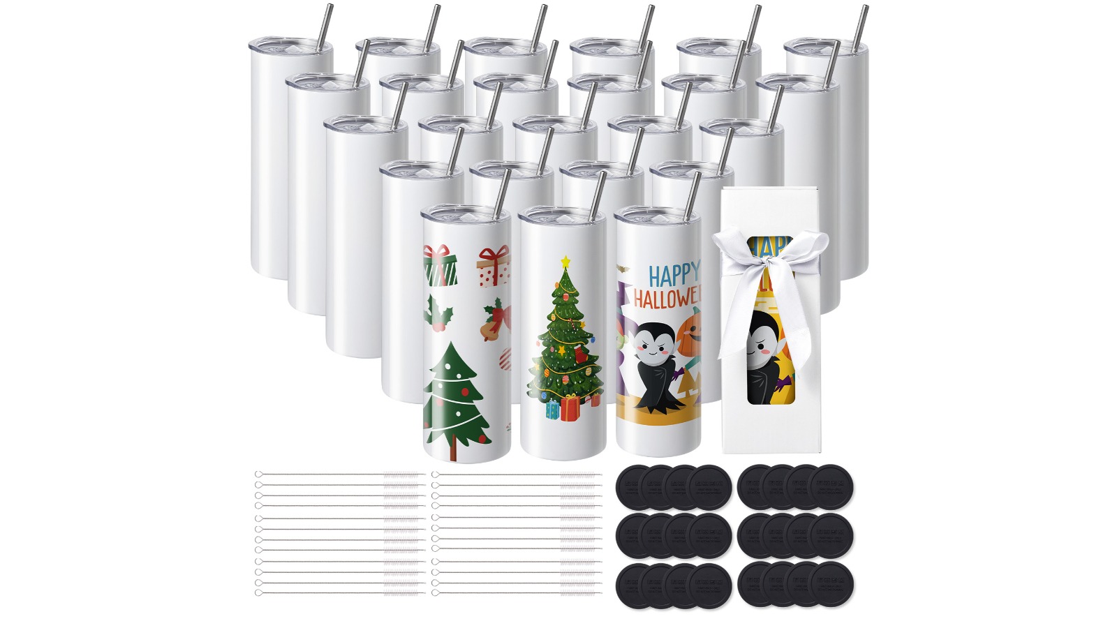 Vevor Pack of 24 Straight Sublimation Tumbler - White