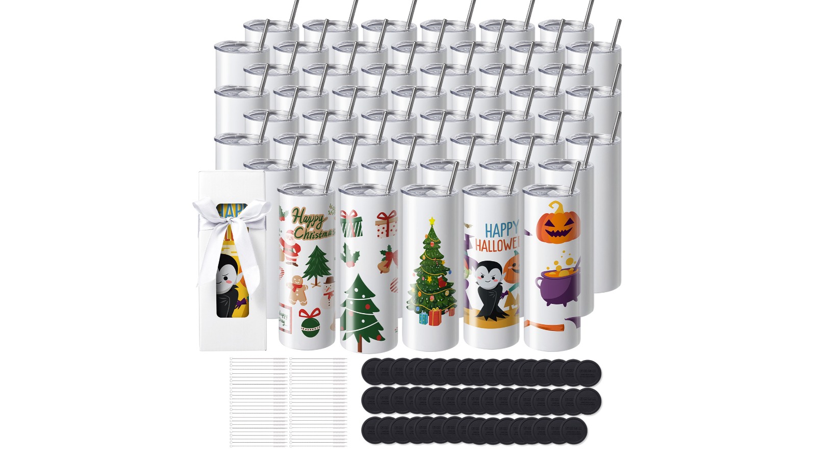 Vevor Pack of 50 Straight Sublimation Tumbler - White