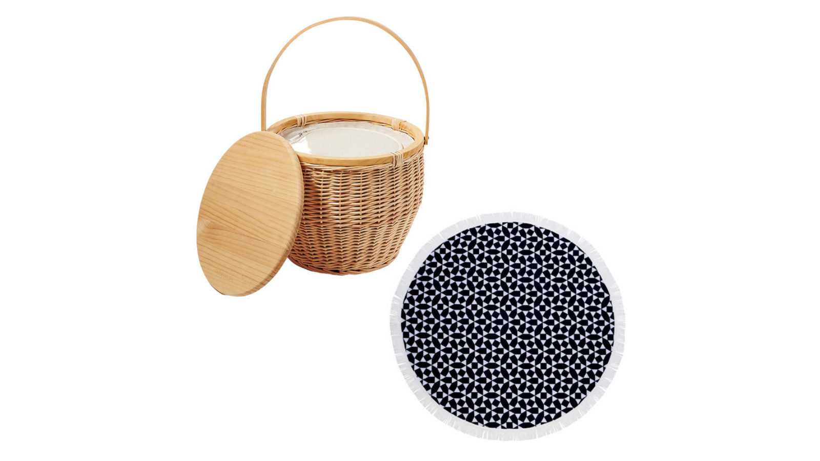 Sunnylife Round Towel and Picnic Basket Set Harvey Norman