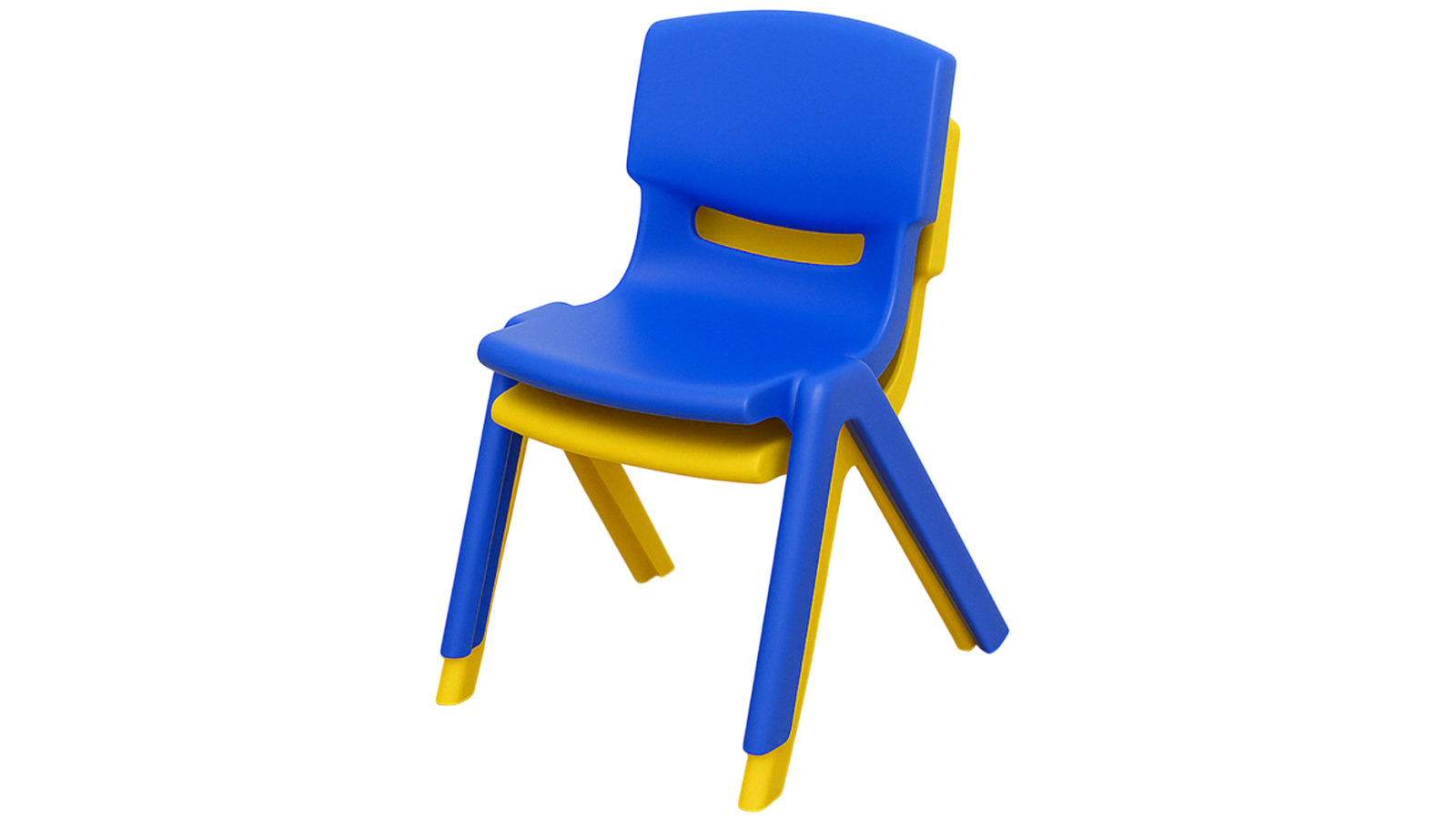 Hello Deals Set of 2 Children's Indoor/Outdoor Use Plastic Chairs - Blue/Yellow