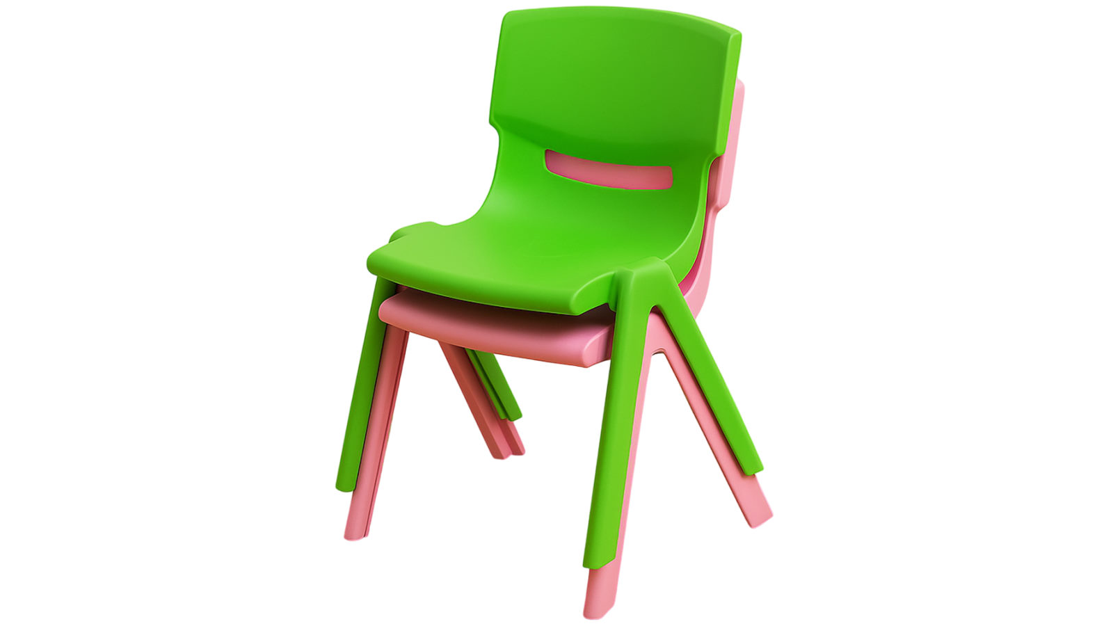 Hello Deals Set of 2 Children's Indoor/Outdoor Use Plastic Chairs - Green/Pink