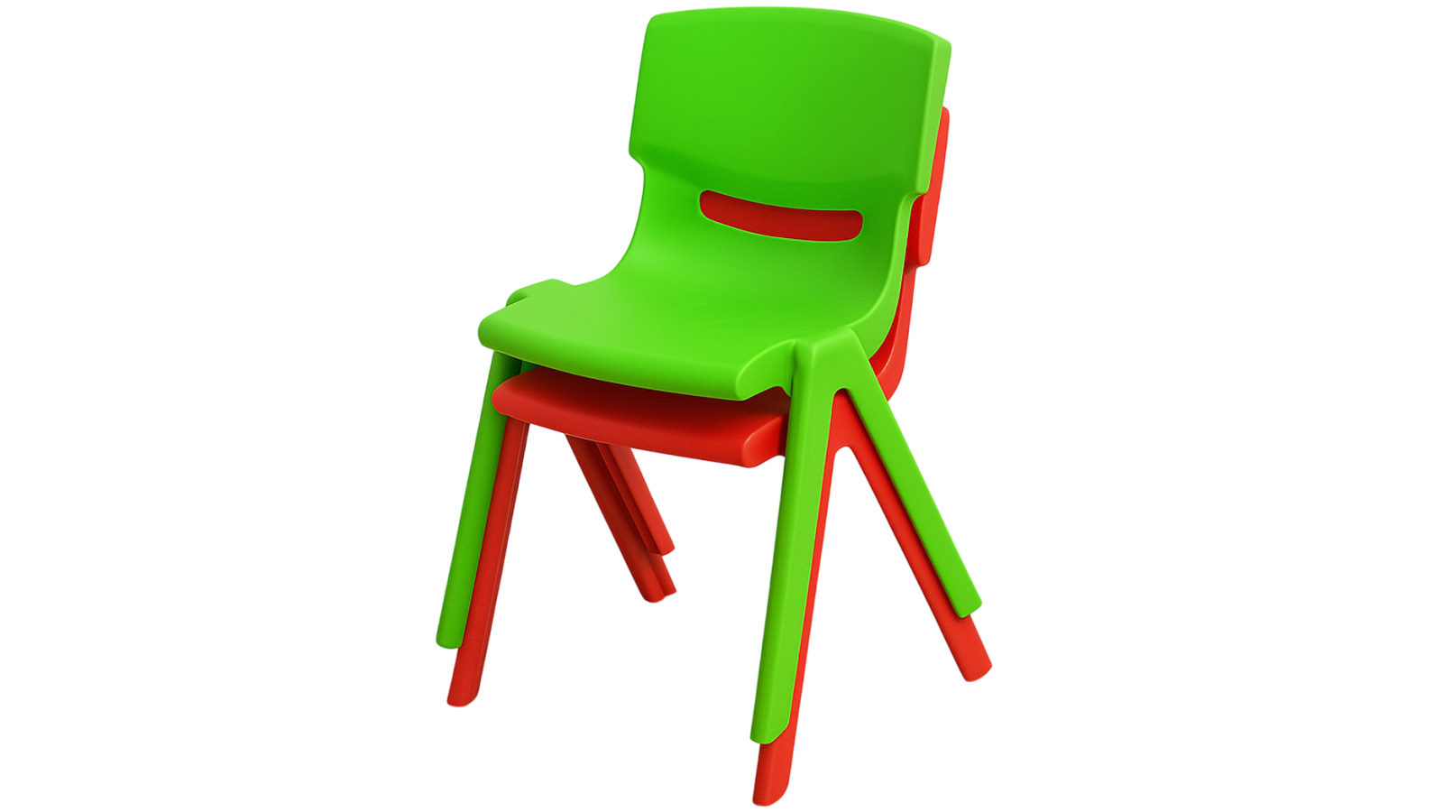 Hello Deals Set of 2 Children's Indoor/Outdoor Use Plastic Chairs - Green/Red