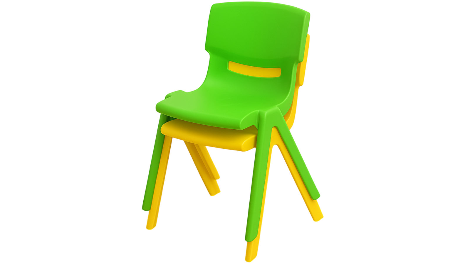 Hello Deals Set of 2 Children's Indoor/Outdoor Use Plastic Chairs - Green/Yellow