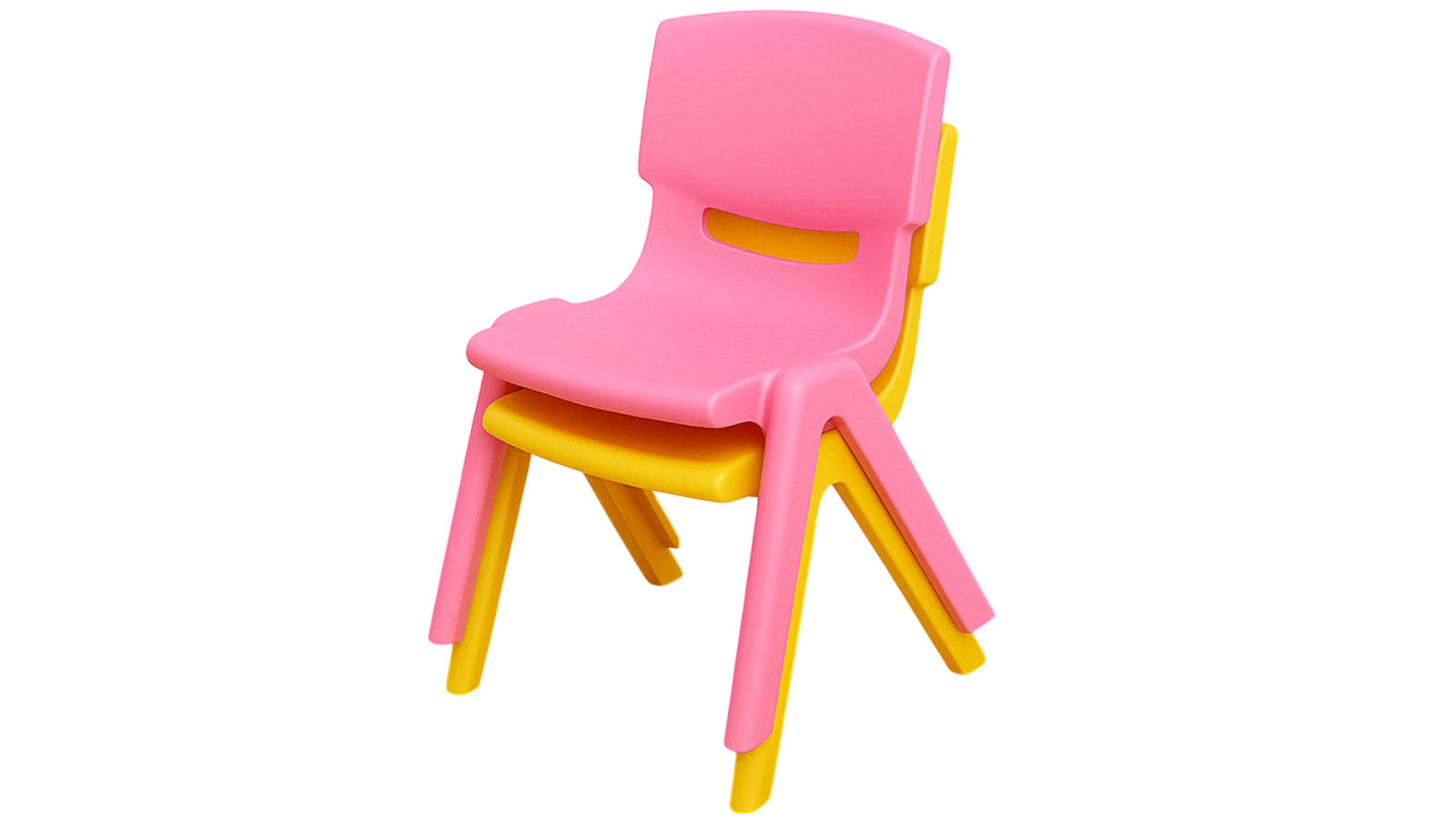 Hello Deals Set of 2 Children's Indoor/Outdoor Use Plastic Chairs - Yellow/Pink