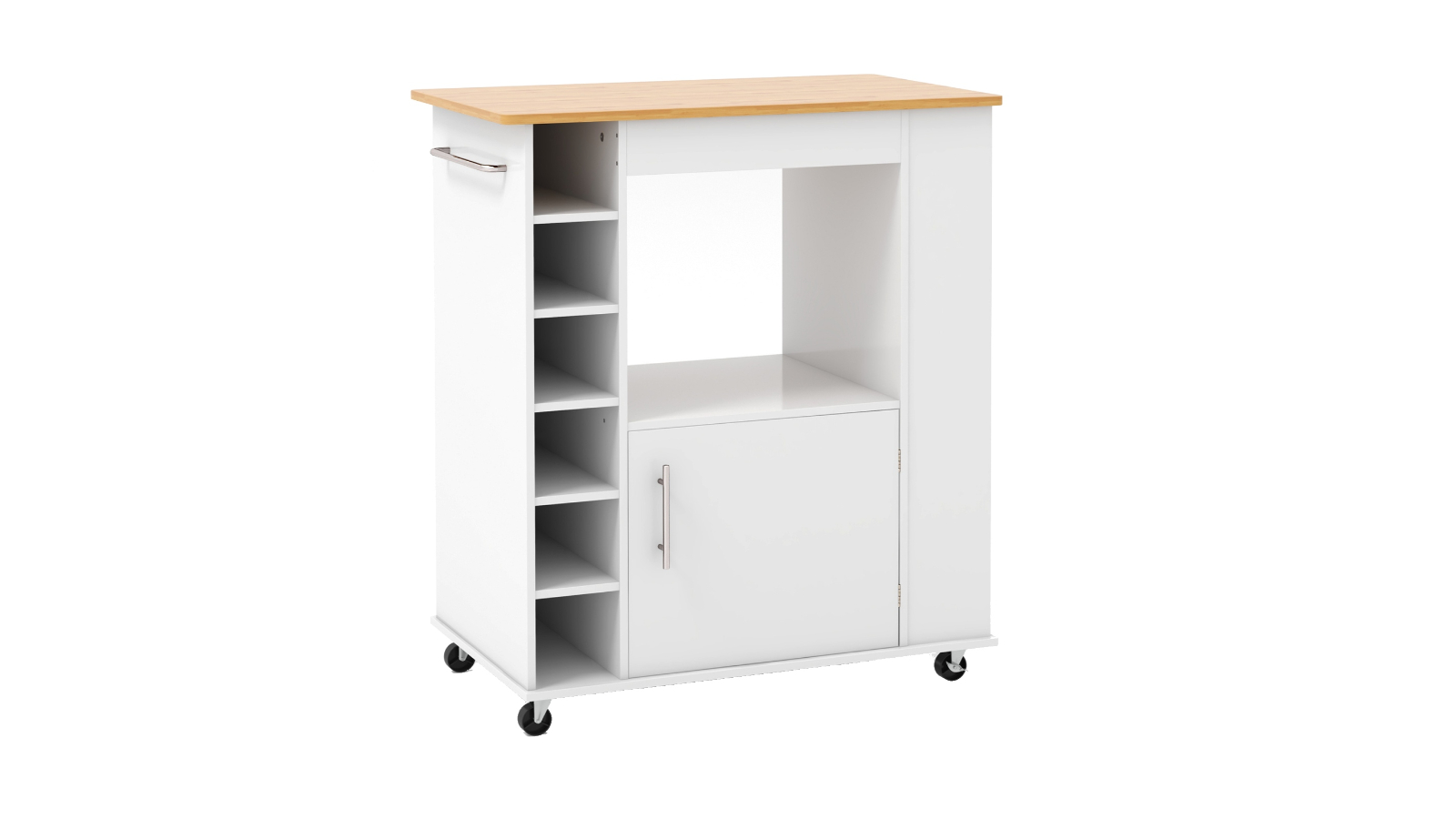 Costway Mobile Kitchen Island Cart Buffet Cabinet with Wine Rack - White