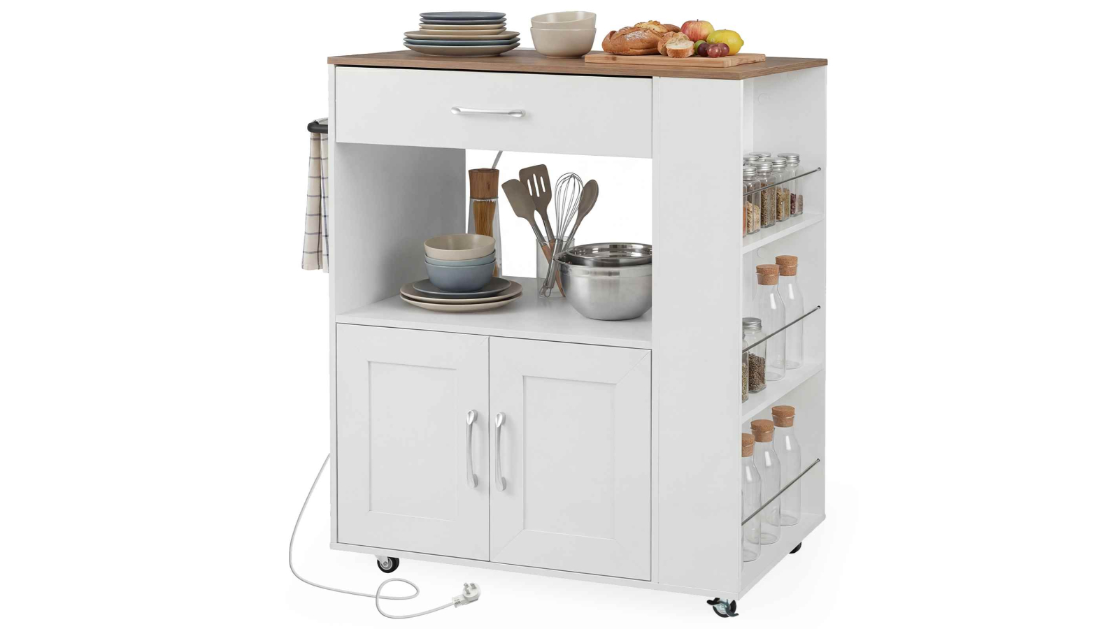 Costway Industrial Kitchen Island Trolley Cart with 1 Drawer - White