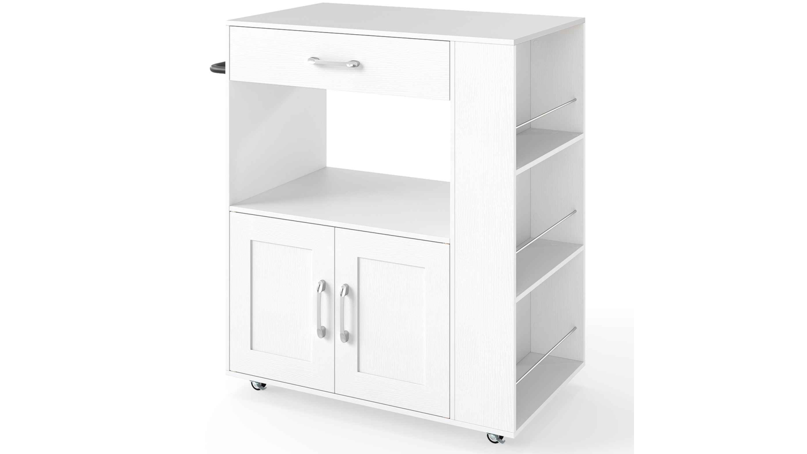 Costway Kitchen Island Trolley Mobile Serving Cart with Sideboard Spice, Towel Rack and Drawer