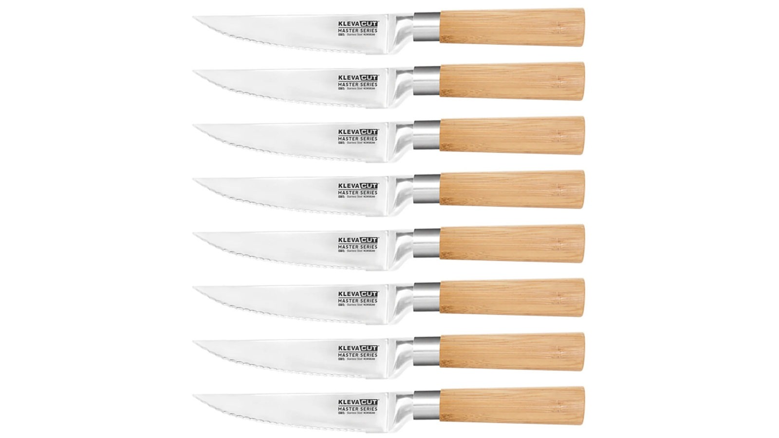 Kleva Cut Master Series Bamboo Steak Knives Set - 8 Pack