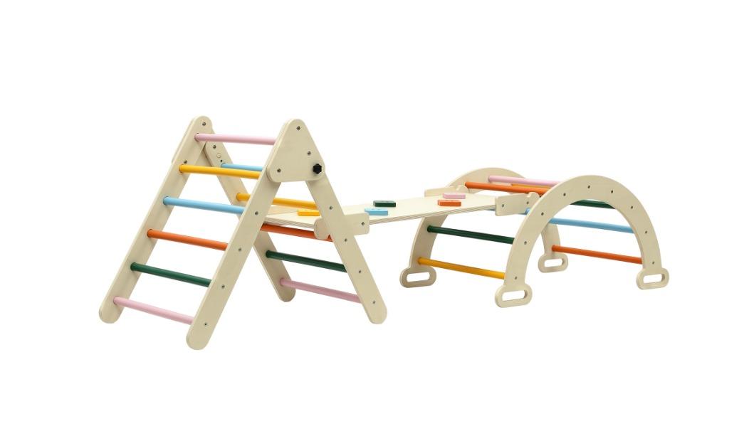 Keezi Kids Triangle Climbing Toy Set with Slide and Arch