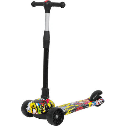 BoPeep 3-Wheel Adjustable Height Flashing LED Music Foldable Kids Scooter - Multi-colour