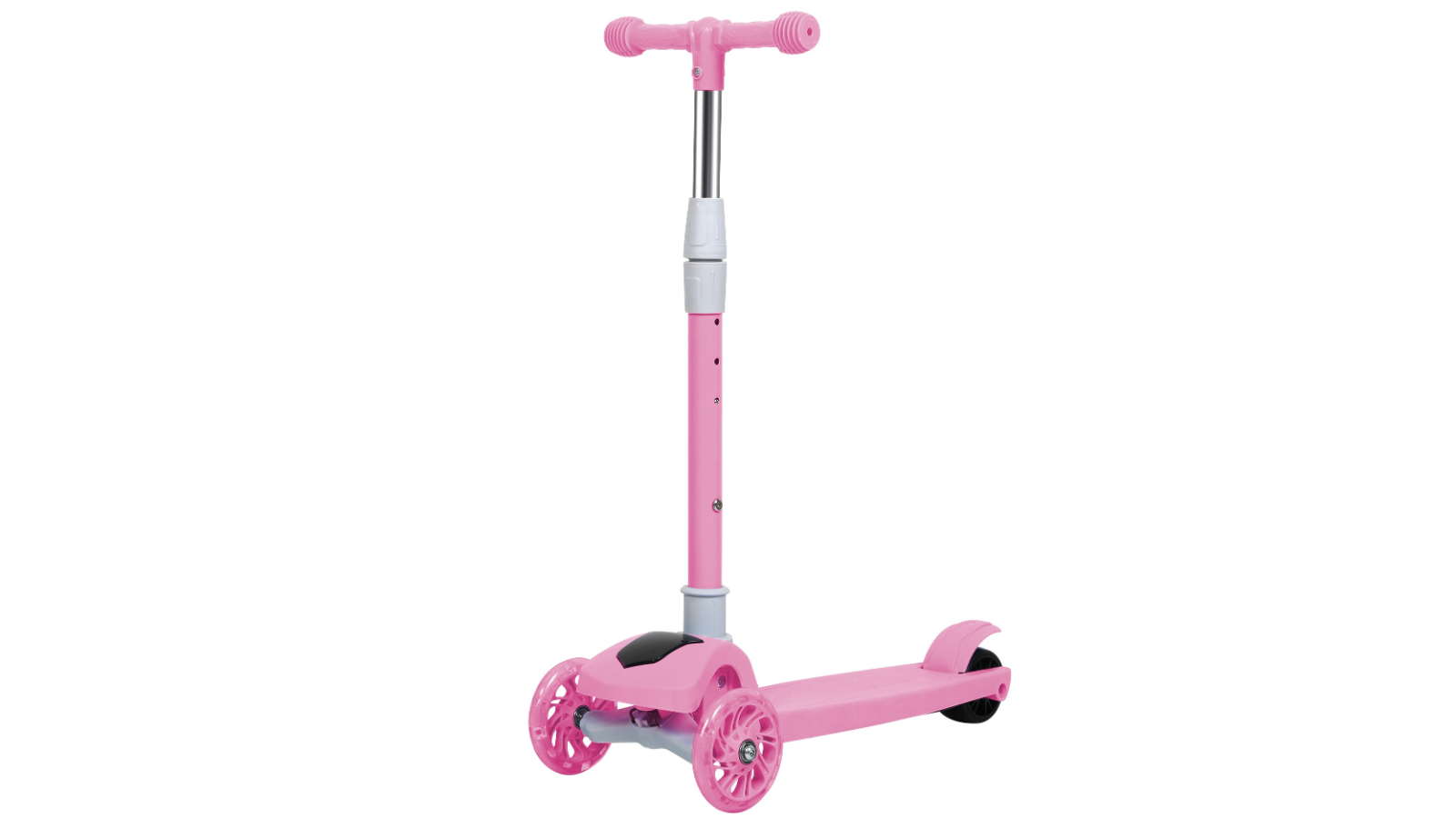 BoPeep 3-Wheel Adjustable Height Flashing LED Music Foldable Kids Scooter - Pink