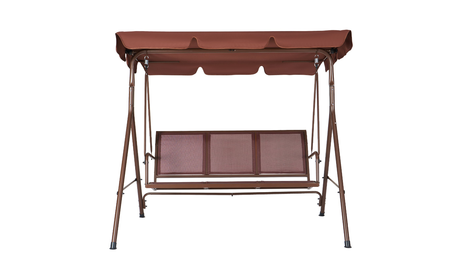 Pretty & Practical 3-Seat Steel Frame Patio Swing Chair with Canopy - Brown