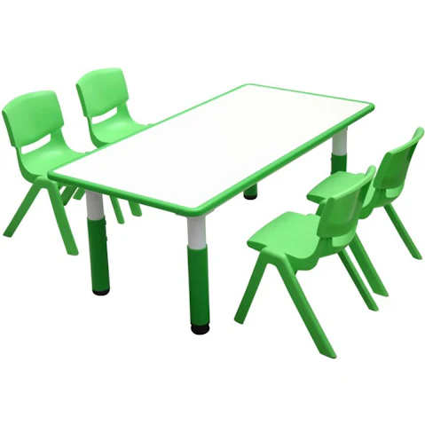 HelloDeal 120 x 60cm Kids Whiteboard Drawing Activity Table and 4 Chair Set - Green