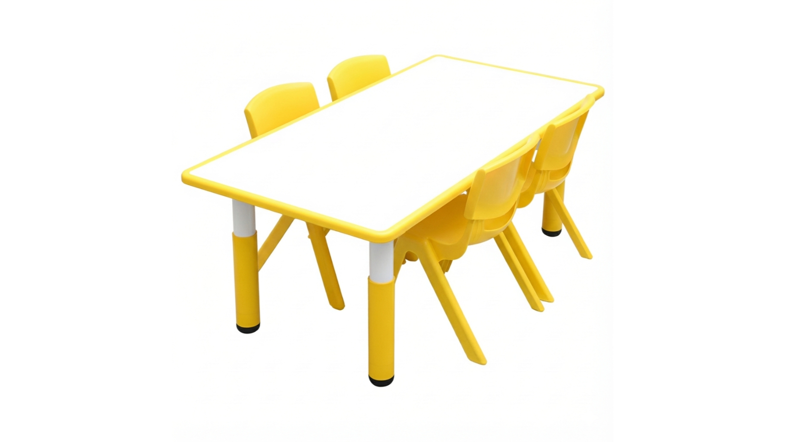 Hello Deals Kids Yellow Whiteboard Drawing Table and 4 Chair Set - 120 x 60cm