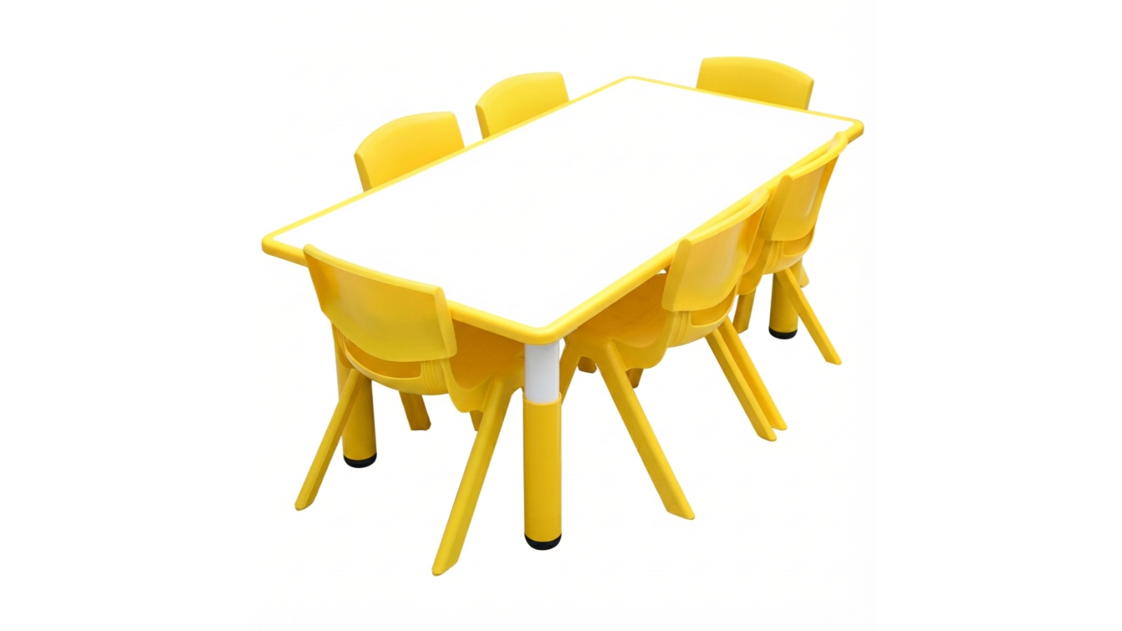 Hello Deals Kids Yellow Whiteboard Drawing Table and 6 Chair Set - 120 x 60cm