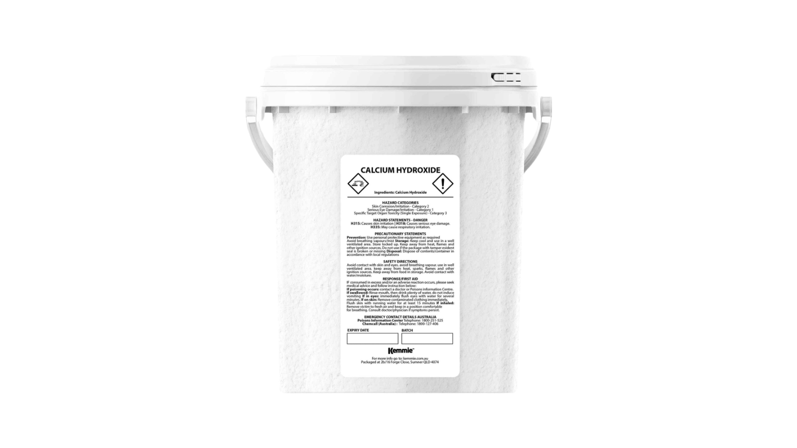 Kemmie Food Grade Pickling Lime Calcium Hydroxide Powder Tub - 600g